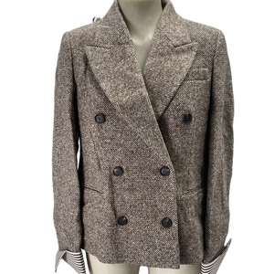 Brunello Cucinelli Women’s Diagonal Tweed Wool Blazer w/ Removable Cuffs – Brown